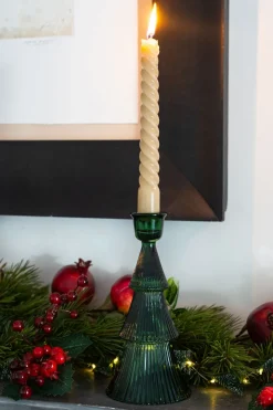 Cristina Oria Candelabros Y Portavelas^Candelabro Tallado De Cristal Con Diseño De Árbol Verde Grande