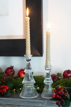 Cristina Oria Candelabros Y Portavelas^Candelabro Tallado De Cristal Con Diseño De Árbol Transparente Pequeño