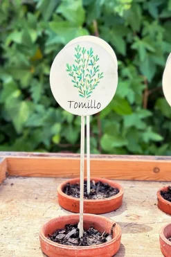 Cristina Oria Huerto Y Jardinería^Cartel Para Plantas De Jardín Tomillo