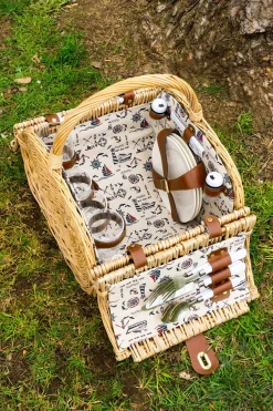 Cristina Oria Picnic^Cesta De Picnic Oval Estampado Marino Para 4 Personas