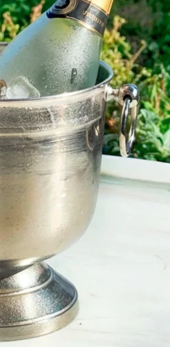 Cristina Oria Cubiteras Y Champaneras^Champanera Plateada Con Arandelas Y Base Baja