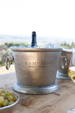 Cristina Oria Cubiteras Y Champaneras^Champanera Plateada Con Arandelas Y Diseño "Champagne" Ancha