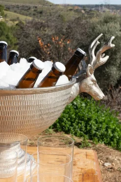 Cristina Oria Cubiteras Y Champaneras^Champanera Plateada Con Pie Tallada Y Diseño de Ciervos