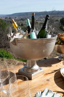 Cristina Oria Cubiteras Y Champaneras^Champanera Plateada Grande Con Pie Y Diseño De Ciervos