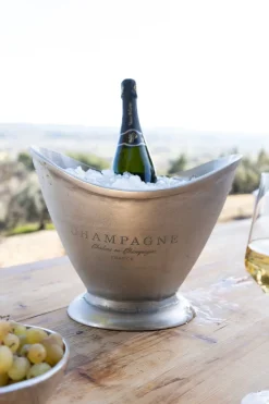 Cristina Oria Cubiteras Y Champaneras^Champanera Plateada Ovalada Con Diseño "Champagne"