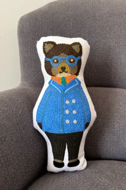 Cristina Oria Minichef^Cojín Bordado Diseño Oso Con Gafas