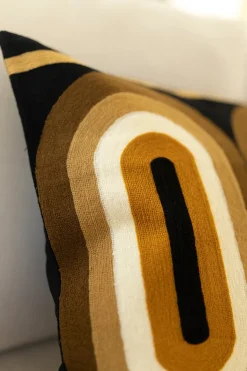 Cristina Oria Cojines^Cojín Retro Mostaza De Algodón Bordado Cuadrado