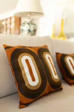 Cristina Oria Cojines^Cojín Retro Teja De Algodón Bordado Cuadrado