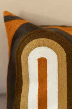 Cristina Oria Cojines^Cojín Retro Teja De Algodón Bordado Cuadrado