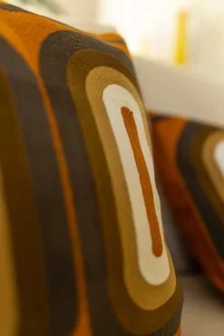 Cristina Oria Cojines^Cojín Retro Teja De Algodón Bordado Cuadrado