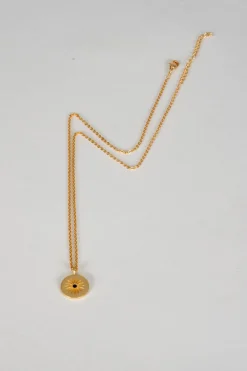 Cristina Oria Joyas Co|Joyas Co^Collar Dorado Con Colgante Redondo Sol Y Circonita Negra