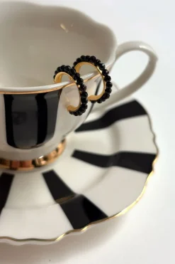 Cristina Oria Joyas Co|Joyas Co^Combinación Anillo & Pendientes Onyx Negras