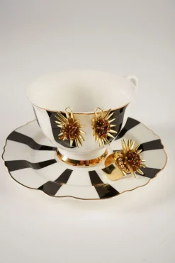 Cristina Oria Joyas Co|Joyas Co^Combinación Anillo & Pendientes Dorados Diseño Girasoles Marrones