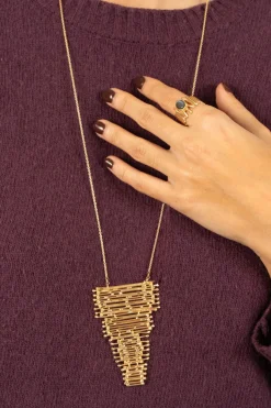 Cristina Oria Joyas Co|Joyas Co^Combinación Anillo Labradorita & Collar Cascada Dorados