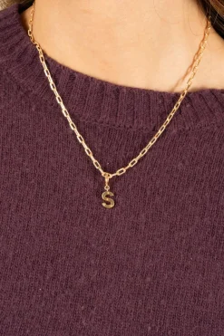 Cristina Oria Joyas Co|Joyas Co^Combinación Cadena & Iniciales Doradas Con Detalle De Estrellas