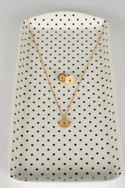 Cristina Oria Joyas Co|Joyas Co^Combinación Pendientes & Collar Dorados Con Diseño Sol Y Circonita Negra