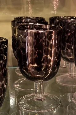 Cristina Oria Copas^Copa De Cristal Con Diseño Moteado Negro