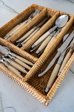 Cristina Oria Accesorios De Mesa^Cubertero Rectangular De Ratán Marrón Natural