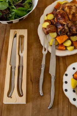 Cristina Oria Cubiertos De Servir^Cubiertos De Trinchado Plateados En Caja De Madera