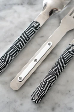 Cristina Oria Para Llevar^Cubiertos Para Llevar Diseño Rayas Zig Zag Blancas Y Negras