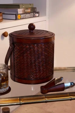 Cristina Oria Cubiteras Y Champaneras^Cubitera Con Diseño Entramado De Cuero Grande