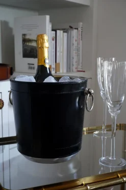 Cristina Oria Cubiteras Y Champaneras^Cubitera De Cuero Negra