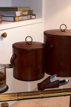 Cristina Oria Cubiteras Y Champaneras^Cubitera De Cuero Pequeña Con Tapa