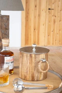 Cristina Oria Cubiteras Y Champaneras^Cubitera De Madera Con Arandelas, Tapa Y Pinza