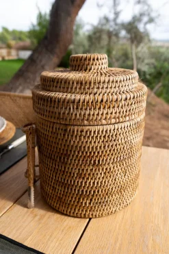 Cristina Oria Cubiteras Y Champaneras^Cubitera De Ratán Con Tapa Doble Altura Y Pinza