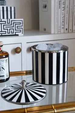 Cristina Oria Cubiteras Y Champaneras^Cubitera De Resina Con Diseño De Rayas Blancas Y Negras Pequeña