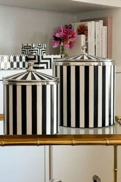 Cristina Oria Cubiteras Y Champaneras^Cubitera De Resina Con Diseño De Rayas Blancas Y Negras Grande