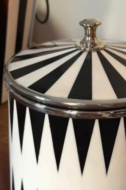 Cristina Oria Cubiteras Y Champaneras^Cubitera De Resina Con Diseño Circus Blanca Y Negra Pequeña