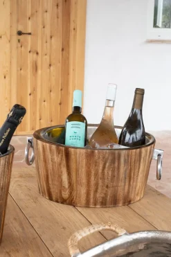 Cristina Oria Cubiteras Y Champaneras^Cubitera Grande De Madera Con Arandelas