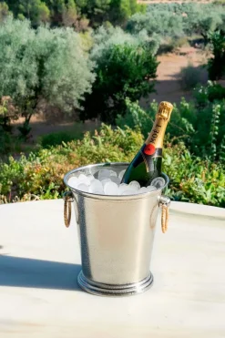 Cristina Oria Cubiteras Y Champaneras^Cubitera Plateada Con Arandelas De Ratán