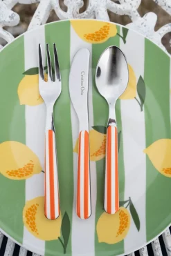 Cristina Oria Cubiertos De Postre^Cucharita Con Diseño De Rayas Naranjas CO