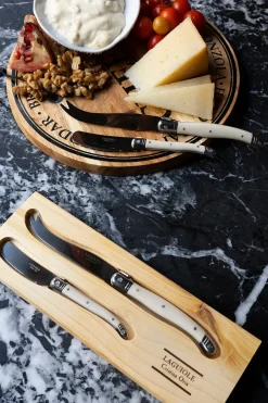 Cristina Oria Cuchillos|Cubiertos De Aperitivo^Cuchillos Foie & Queso Blancos En Caja De Madera