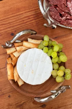 Cristina Oria Fuentes, Ensaladeras Y Cuencos^Cuenco De Madera Con Asas Plateadas Cuernos Ciervo
