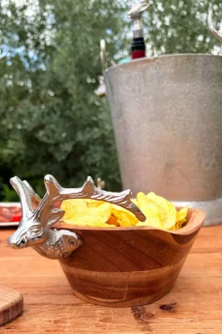 Cristina Oria Fuentes, Ensaladeras Y Cuencos^Cuenco De Madera Con Detalle Plateado De Ciervo