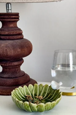 Cristina Oria Joyeros, Carteras Y Fundas|Piezas Decorativas^Cuenco Decorativo Verde Flor Con Pájaro Blanco