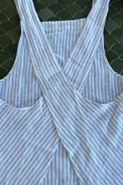 Cristina Oria Delantales|Delantales^Delantal De Lino Con Diseño De Rayas Beige