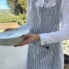 Cristina Oria Delantales|Delantales^Delantal De Lino Con Diseño De Rayas Negras
