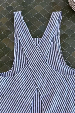 Cristina Oria Delantales|Delantales^Delantal De Lino Con Diseño De Rayas Negras