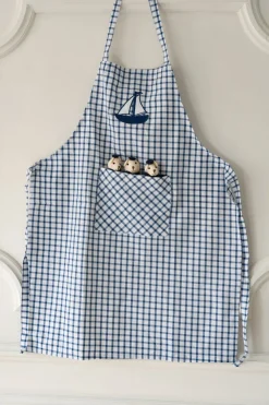 Cristina Oria Delantales|Delantales^Delantal De Niños Con Diseño De Osos Marineros & Cuadros Azules