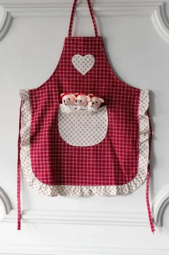 Cristina Oria Delantales|Delantales^Delantal De Niños Mini Con Diseño De Osos & Cuadros Rojos