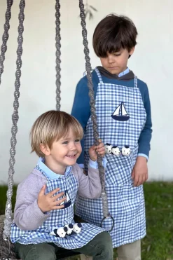 Cristina Oria Delantales|Delantales^Delantales De Niños Con Diseño De Ositos & Cuadros Azules