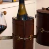 Cristina Oria Cubiteras Y Champaneras^Enfriador De Botellas De Cuero Con Detalle De Hierro De Caballo