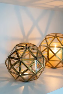 Cristina Oria Candelabros Y Portavelas|Piezas Decorativas^Esfera Decorativa De Cristal Con Detalles Dorados Pequeña