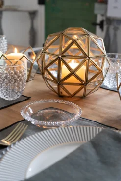 Cristina Oria Piezas Decorativas|Candelabros Y Portavelas^Esfera Decorativa De Cristal Con Detalles Dorados Mediana