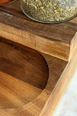 Cristina Oria Almacenaje^Especiero Escalonado De Madera De Acacia Con 9 Tarros De Cristal