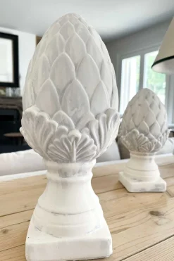 Cristina Oria Piezas Decorativas^Figura Decorativa Grande Con Diseño De Alcachofa De Cerámica Blanca